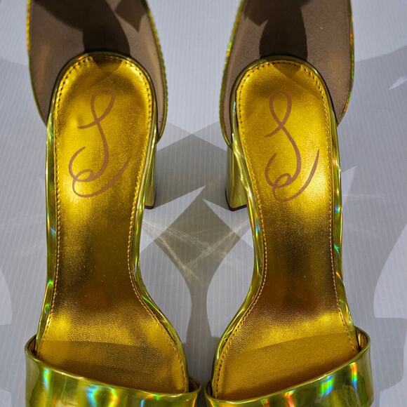 Sam Edelman Yaro Block Heel Sandal Womens 8 Metallic Gold Evening Wedding Party - Picture 8 of 13